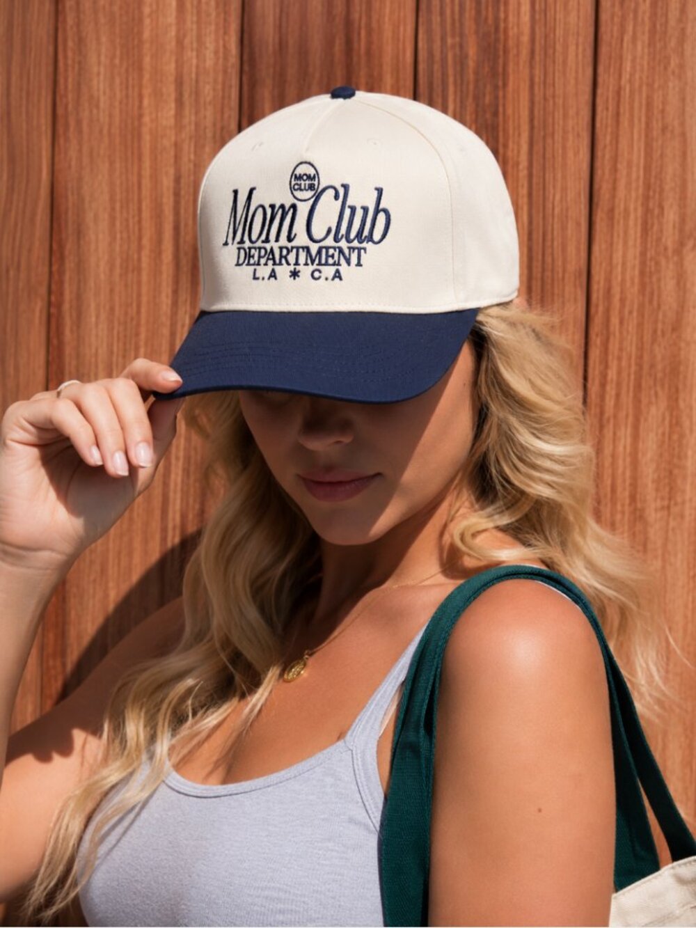 NWT Slyfox Threads Mom Club Department Trucker Hat Navy Tan Adjustable Snapback - Picture 3 of 10
